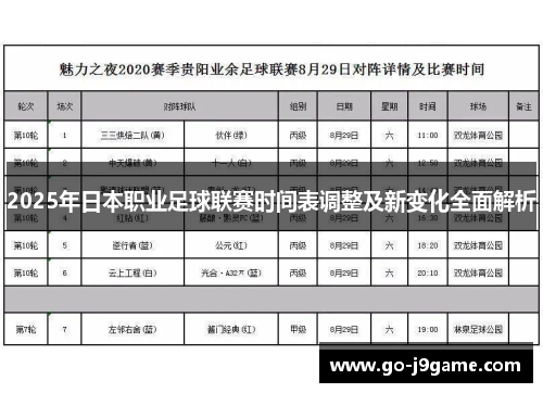2025年日本职业足球联赛时间表调整及新变化全面解析
